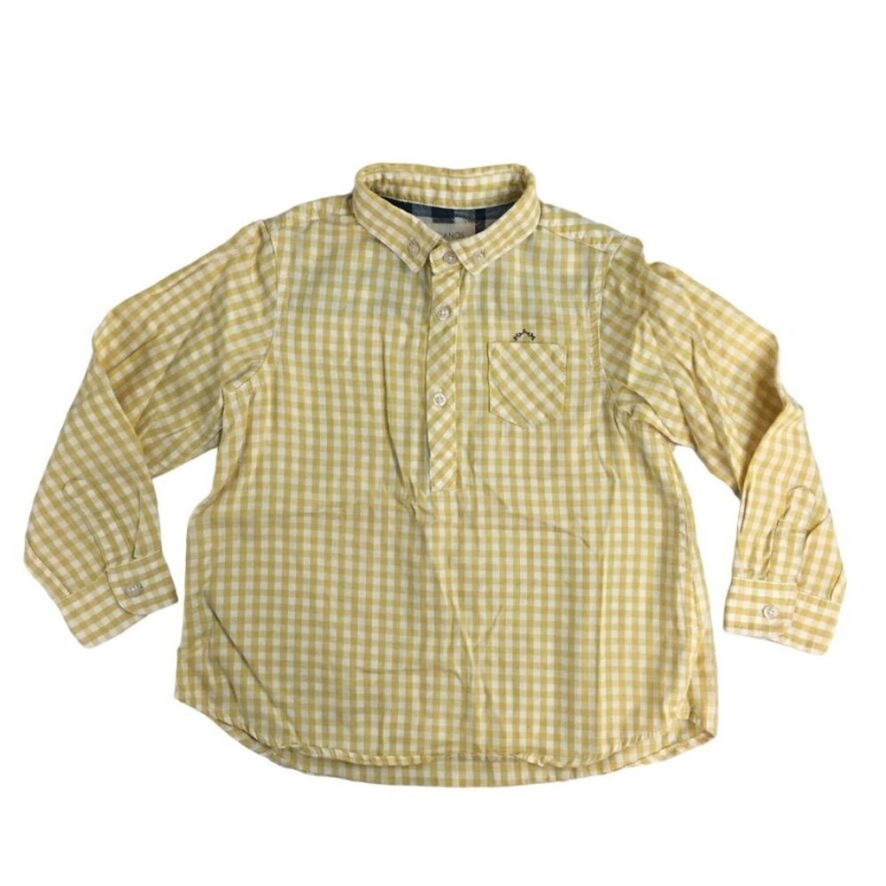 Nanos Sz 4 Yellow Gingham Popover Shirt